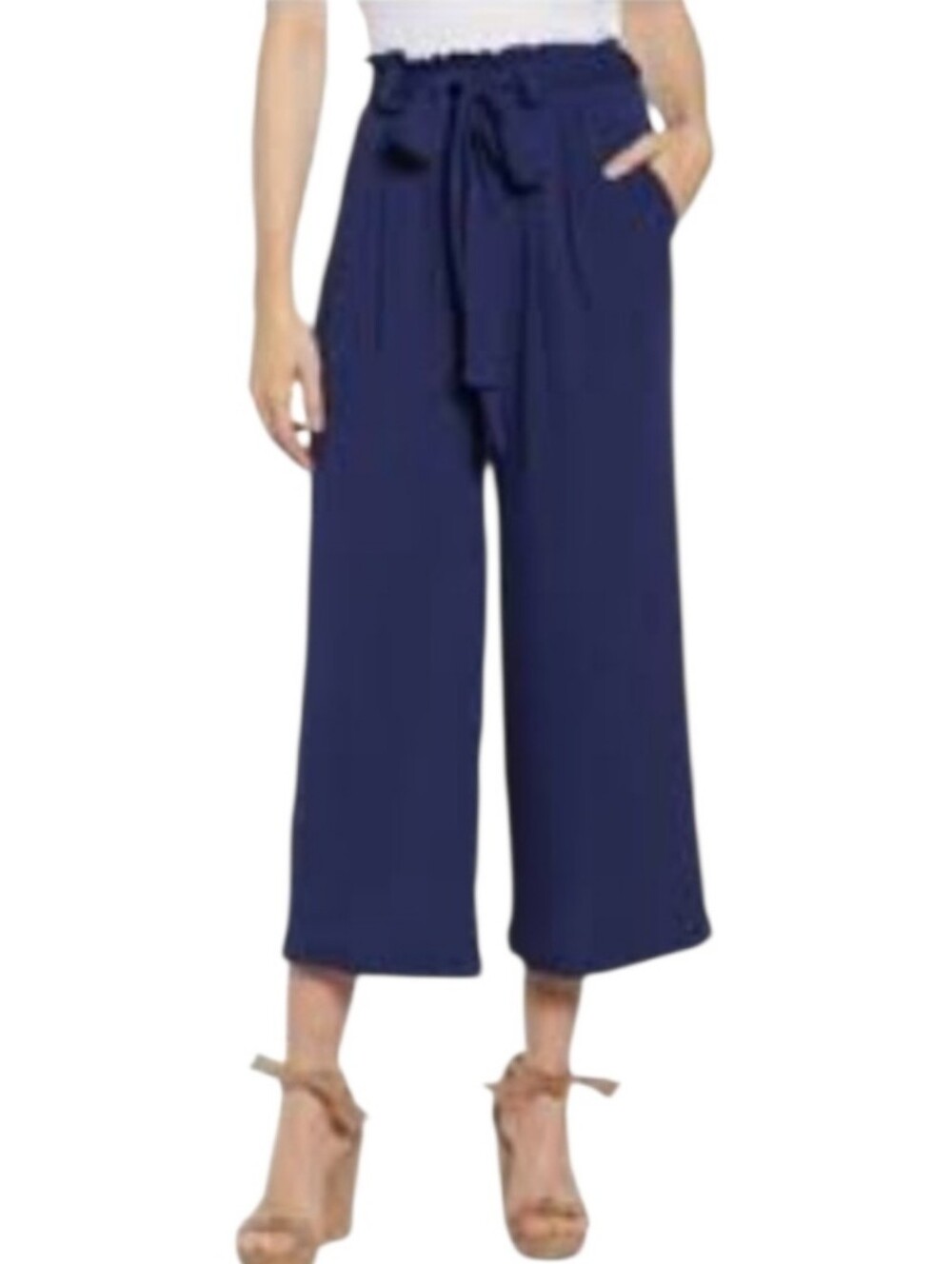 Tie front wide leg cropped Gaucho pants size S